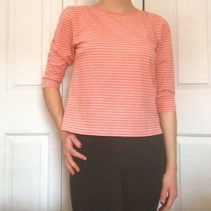 Liz Claiborne pink and white striped shirt